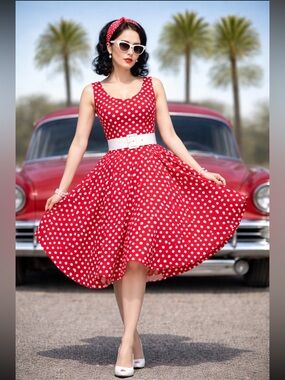 The best rockabilly retro polka dot swing dress ever made